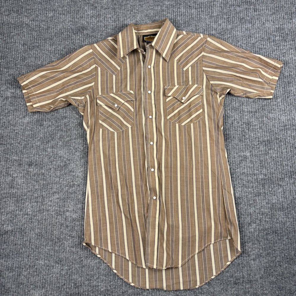 Vtg Holt Western Pearl Snap Shirt Mens S Striped Short Sleeve Western Rockabilly
